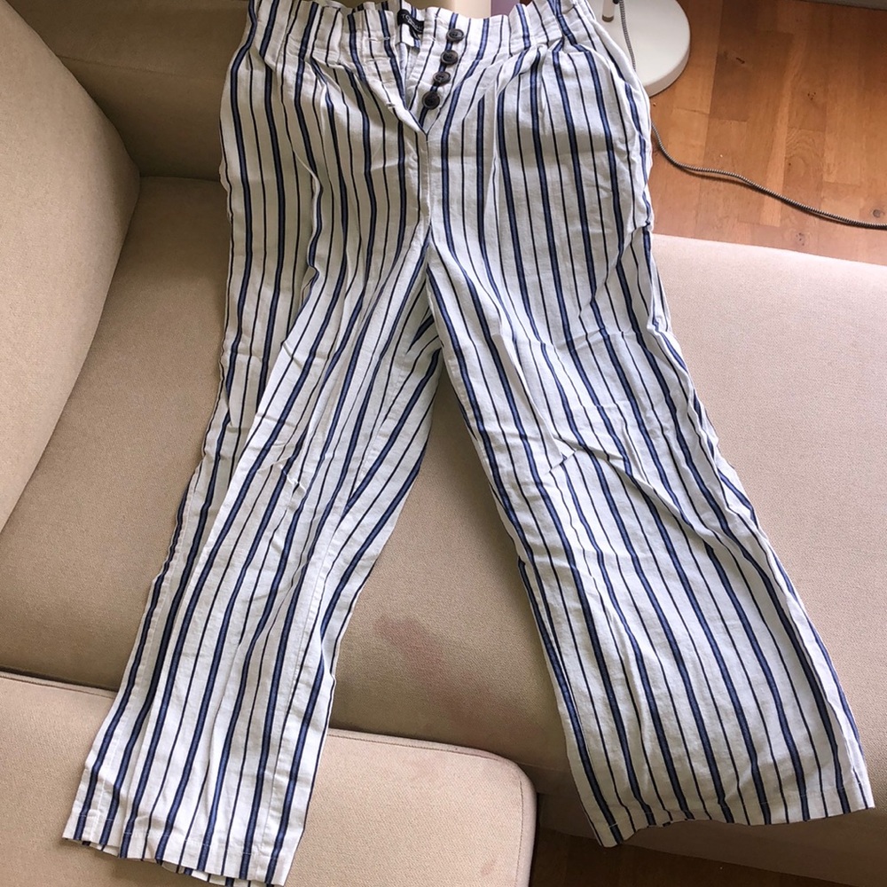 Topshop stripped summer flare pants with buttons